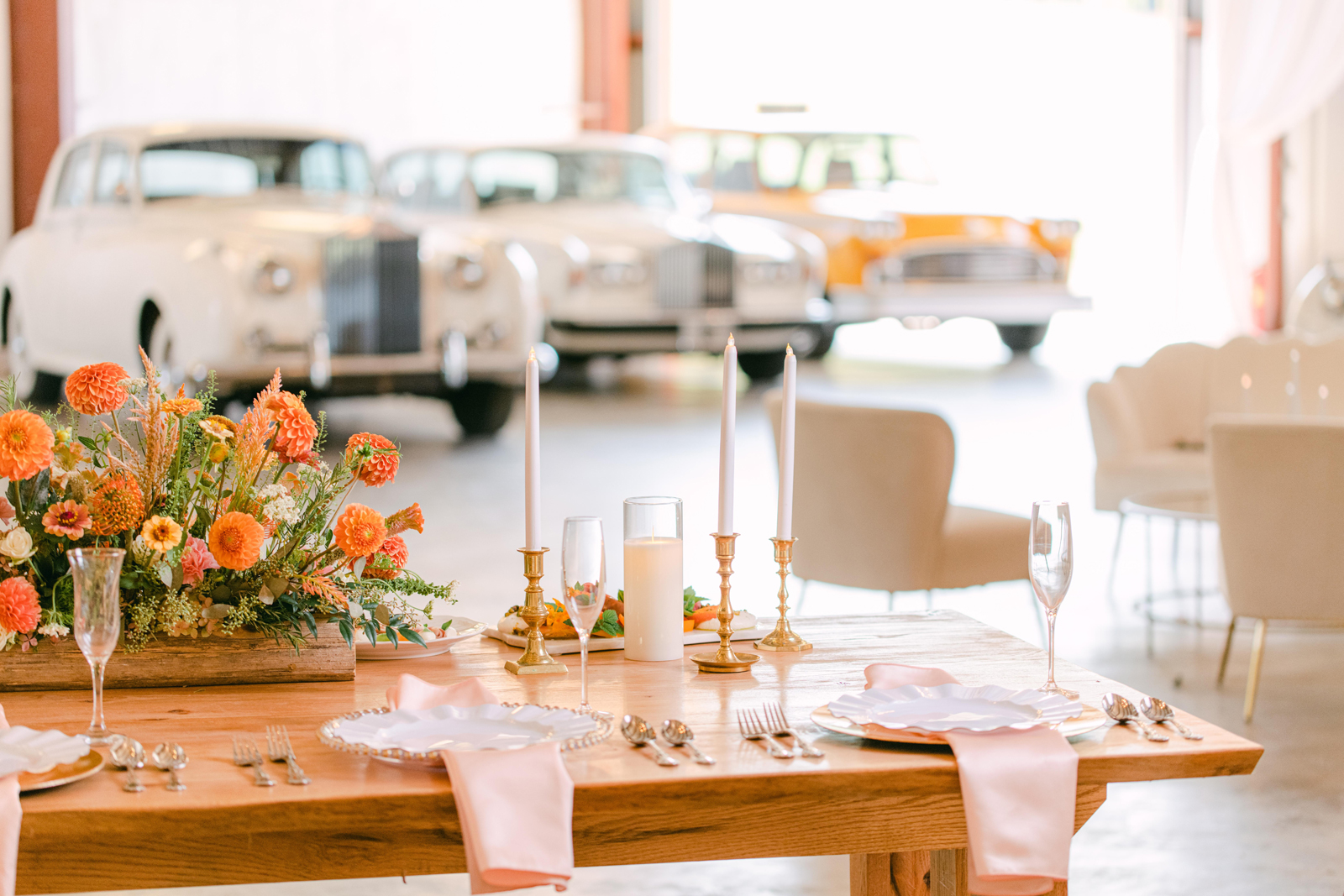 the Grand Carriage Hall with classic cars on display